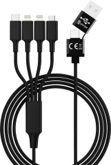 Smrter USB polnilni kabel  USB-A vtič\, USB-C® vtič\, Apple Lightning vtič \, Apple Lightning vtič \, USB-mikro-B vtič 1.20 m črna  SMRTER_ELITE_L_BK