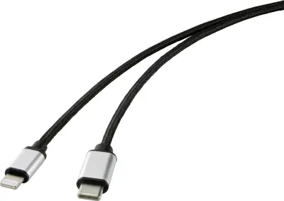 Renkforce mobilni telefon priključni kabel [1x moški konektor USB-C® - 1x moški konektor Apple dock lightning] 2.00 m črna