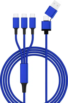 pametnejši 3-smerni polnilni kabel USB C - 3x povezava USB tipa C, 120 cm, največja hitrost polnjenja 3A, z adapterjem USB/USB-C (1 kos) Smrter USB po