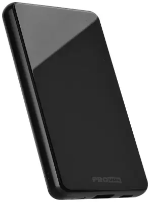 ProUser  Wireless Powerbank 5000 mAh Power Delivery 3.0\, Qi Wireless Charging Li-Ion  črna hkratno polnjenje in praznjenje\, prikaz stanja
