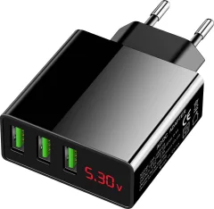 Eaxus USB-Ladegerät 3-Fach polnilnik za mobilne telefone s funkcijo za hitro polnjenje USB  črna