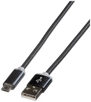 Roline USB polnilni kabel USB 2.0 USB-A vtič\, USB-mikro-B vtič 1.00 m črna zaščiten 11.02.8318