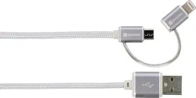 Skross Apple iPad/iPhone/iPod priključni kabel [1x USB - 1x moški konektor mikro USB \, moški konektor Apple dock lightning] 1.00 m srebrna