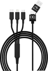 Smrter USB polnilni kabel USB 2.0 USB-A vtič\, USB-C® vtič\, Apple Lightning vtič \, USB-mikro-B vtič 1.20 m črna  SMRTER_HYDRA_ULT_BK