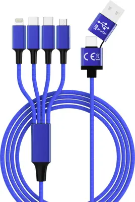 Smrter USB polnilni kabel  USB-A vtič\, USB-C® vtič\, USB-C® vtič\, Apple Lightning vtič \, USB-mikro-B vtič 1.20 m mornarsko modra  SMRTER_ELITE_C_NB