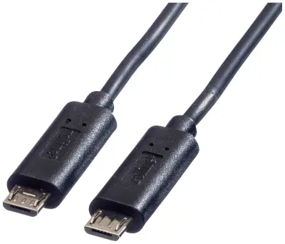 Roline USB polnilni kabel USB 2.0 USB-mikro-B vtič 0.30 m črna zaščiten 11.02.8307