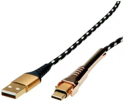 ROLINE GOLD USB 2.0 kabel za sinhronizacijo in polnjenje, tip A - C, ST/ST, z zabavno podporo za pametni telefon Roline USB kabel USB 2.0 USB-A vtič,