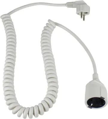 AS Schwabe 70412 tok podaljšek  16 A bela 2.50 m H05VV-F 3G 1\,5 mm² spiralni kabel