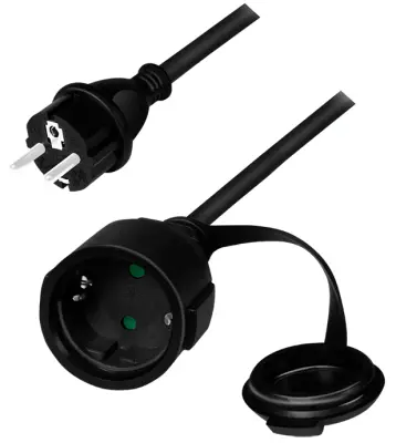 LogiLink LPS102 tok podaljšek   črna 5.00 m H07RN-F 3G 1\,5 mm² primeren za uporabo na prostem