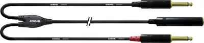 Cordial CFY 0\,3 KPP avdio Y-adapter [1x priključna doza za 6\,3 mm banana moški konektor - 2x 6\,3 mm banana moški konektor] 30.00 cm črna