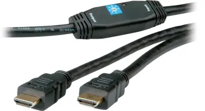 Roline HDMI priključni kabel HDMI-A  vtič\, HDMI-A  vtič 30.00 m črna 14.01.3465 #####4K UHD\, zaščiten\, aktivno z ojačitvijo signala HDMI kabel