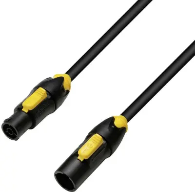 Adam Hall 8101 TCONL 0150 IP65 tok priključni kabel [1x ženski konektor powercon - 1x powercon moški konektor] 1.50 m črna\, rumena