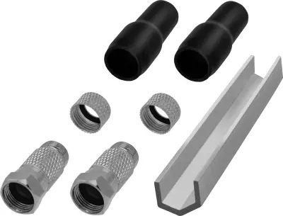 TRU COMPONENTS TC-6936288 F-konektor z zaščitnim tulcem proti pregibanju Priključki: F-vtič Premer kabla: 8 mm 1 set