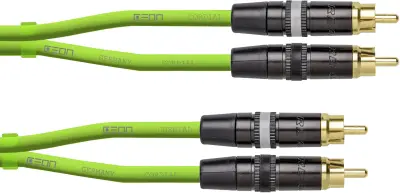 Cordial CEON DJ RCA 1.5 G avdio priklučni konektor [1x moški cinch konektor - 1x moški cinch konektor] 1.50 m zelena (neonska)
