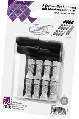 TRU COMPONENTS TC-6936304 F-konektor z zaščitnim tulcem proti pregibanju Priključki: F-vtič Premer kabla: 8 mm 1 set