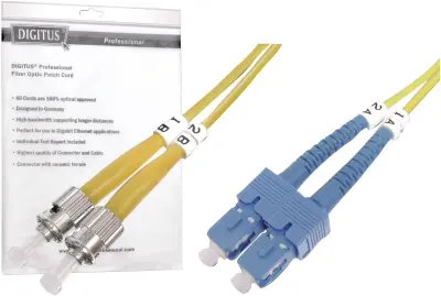 Digitus DK-2912-03 steklena vlakna optična vlakna priključni kabel [1x ST-vtič - 1x moški konektor SC] 9/125 µ Singlemode OS2 3.00 m