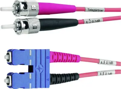 Telegärtner L00893A0076 steklena vlakna optična vlakna priključni kabel [1x moški konektor st - 1x moški konektor sc] 50/125 µ Multimode OM4 5.00 m