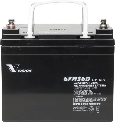 Vision Akkus 6FM36DX svinčeni akumulator 12 V 36 Ah svinčevo-koprenast (ŠxVxG) 195 x 155 x 130mm M6-vijačni priklop brez vzdrževanja, obstojnostni cik