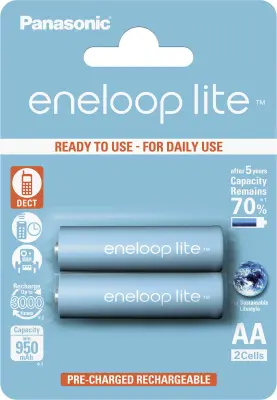 Mignon (AA) akumulator NiMH Panasonic eneloop Lite HR06 900 mAh 1.2 V 2 kosa