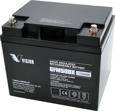 Vision Akkus 6FM50DX svinčeni akumulator 12 V 50 Ah svinčevo-koprenast (ŠxVxG) 197 x 170 x 165mm M6-vijačni priklop brez vzdrževanja, obstojnostni cik