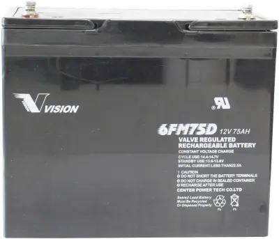 Vision Akkus 6FM75DX svinčeni akumulator 12 V 75 Ah svinčevo-koprenast (ŠxVxG) 258 x 215 x 166mm M6-vijačni priklop brez vzdrževanja, obstojnostni cik