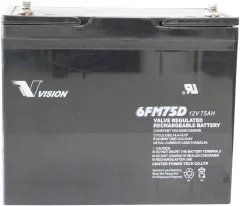 Vision Akkus 6FM75DX svinčeni akumulator 12 V 75 Ah svinčevo-koprenast (Š x V x G) 258 x 215 x 166 mm M6-vijačni priklop brez vzdrževanja, obstojnostni cikel