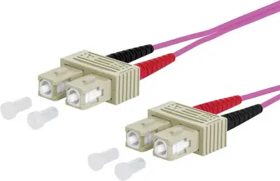 Metz Connect 151S1EOEO10E steklena vlakna optična vlakna priključni kabel [2x moški konektor SC - 2x moški konektor SC] 50/125 µ Multimode OM4 1.00 m