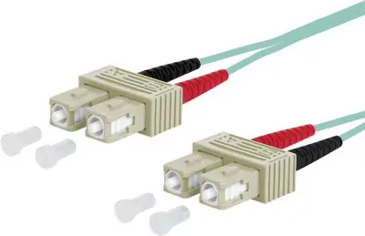 Metz Connect 151J1EOEO10E steklena vlakna optična vlakna priključni kabel [2x moški konektor SC - 2x moški konektor SC] 50/125 µ Multimode OM3 1.00 m