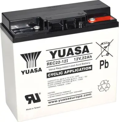 Yuasa REC22-12 YUAREC2212 svinčeni akumulator 12 V 22 Ah svinčevo-koprenast (ŠxVxG) 181 x 167 x 76mm M5-vijačni priklop nizko samopraznjenje, nizki st