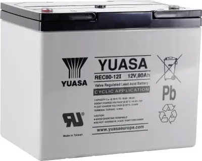 Yuasa REC80-12 YUAREC8012 svinčeni akumulator 12 V 80 Ah svinčevo-koprenast (ŠxVxG) 259 x 212 x 168mm M6-vijačni priklop nizko samopraznjenje, nizki s