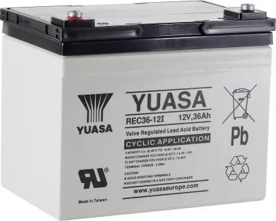 Yuasa REC36-12 YUAREC3612 svinčeni akumulator 12 V 36 Ah svinčevo-koprenast (ŠxVxG) 196 x 169 x 130mm M5-vijačni priklop nizko samopraznjenje, nizki s