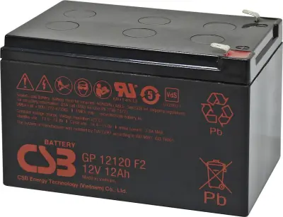 CSB Battery GP 12120 Standby USV GP12120F2 svinčeni akumulator 12 V 12 Ah svinčevo-koprenast (ŠxVxG) 151 x 100 x 98mm ploščati vtič, 6,35mm brez vzdrž