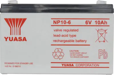 Yuasa NP10-6 NP10/6 svinčeni akumulator 6 V 10 Ah svinčevo-koprenast (ŠxVxG) 151 x 97.5 x 50mm ploščati vtič 4,8mm brez vzdrževanja, vds certifikacija