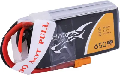 Tattu lipo akumulatorski paket za modele 11.1 V 650 mAh Število celic: 3 75 C mehka torba XT30
