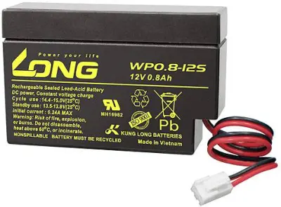 Long WP0.8-12S WP0.8-12S svinčeni akumulator 12 V 0.8 Ah svinčevo-koprenast (ŠxVxG) 96 x 62 x 25mm JST konektor nizko samopraznjenje, brez vzdrževanja