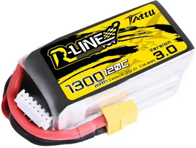 Tattu lipo akumulatorski paket za modele 22.2 V 1300 mAh Število celic: 6 120 C mehka torba XT60