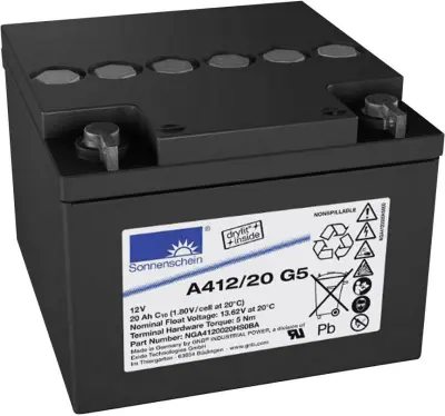 Svinčev akumulator 12 V 20 Ah GNB Sonnenschein A412/20 G5 NGA4120020HS0BA svinčevo-gelni 167 x 126 x 176 mm M5-vijačni priklop