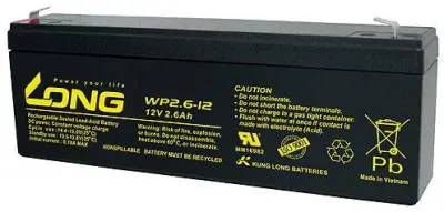 Long WP2.6-12 WP2.6-12 svinčeni akumulator 12 V 2.6 Ah svinčevo-koprenast (ŠxVxG) 178 x 66 x 35mm ploščati vtič 4,8mm nizko samopraznjenje, brez vzdrž