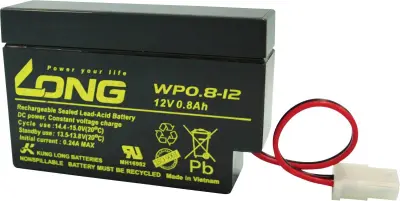 Long WP0.8-12 WP0.8-12 svinčeni akumulator 12 V 0.8 Ah svinčevo-koprenast (ŠxVxG) 96 x 62 x 25mm amp vtičnica nizko samopraznjenje, brez vzdrževanja