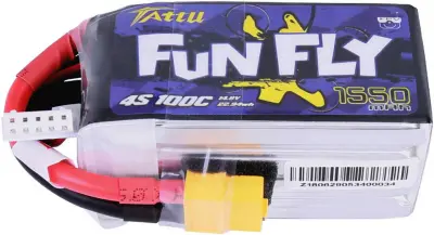 Tattu lipo akumulatorski paket za modele 14.8 V 1550 mAh Število celic: 4 100 C mehka torba XT60
