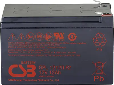CSB Battery GPL 12120 GPL12120F2 svinčeni akumulator 12 V 12 Ah svinčevo-koprenast (ŠxVxG) 151 x 100 x 98mm ploščati vtič, 6,35mm brez vzdrževanja, ni