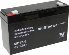 multipower PB-6-12-6\,35 MP12-6 svinčeni akumulator 6 V 12 Ah svinčevo-koprenast (Š x V x G) 151 x 99 x 50 mm ploščati vtič\, 6\,35 mm brez vzdrževanja\, nizko samopraznjenje