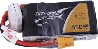 Tattu lipo akumulatorski paket za modele 7.4 V 650 mAh Število celic: 2 75 C mehka torba XT30