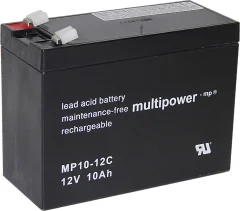 multipower PB-12-10-6\,35 MP10-12C svinčeni akumulator 12 V 10 Ah svinčevo-koprenast (Š x V x G) 151 x 118.5 x 65 mm ploščati vtič\, 6\,35 mm obstojnostni cikel\, brez vzdrževanja\, nizko sa