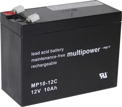 multipower PB-12-10-6,35 MP10-12C svinčeni akumulator 12 V 10 Ah svinčevo-koprenast (ŠxVxG) 151 x 118.5 x 65mm ploščati vtič, 6,35mm obstojnostni cike