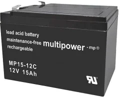 multipower PB-12-15 MP15-12C svinčeni akumulator 12 V 15 Ah svinčevo-koprenast (Š x V x G) 151 x 104.5 x 99 mm ploščati vtič\, 6\,35 mm brez vzdrževanja\, nizko samopraznjenje
