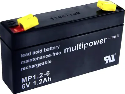 multipower PB-6-1,2-4,8 MP1,2-6 svinčeni akumulator 6 V 1.2 Ah svinčevo-koprenast (ŠxVxG) 97 x 57 x 25mm ploščati vtič 4,8mm brez vzdrževanja, nizko s