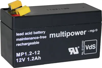 multipower PB-12-1,2-4,8 MP1,2-12 svinčeni akumulator 12 V 1.2 Ah svinčevo-koprenast (ŠxVxG) 97 x 59 x 43mm ploščati vtič 4,8mm brez vzdrževanja, nizk