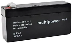 multipower PB-8-3 MP3-8 svinčeni akumulator 8 V 3.2 Ah svinčevo-koprenast (Š x V x G) 134 x 69 x 36.5 mm ploščati vtič 4\,8 mm brez vzdrževanja\, nizko samopraznjenje