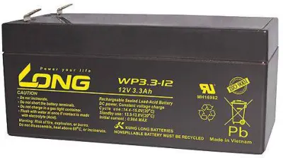 Long WP3.3-12 WP3.3-12 svinčeni akumulator 12 V 3.3 Ah svinčevo-koprenast (ŠxVxG) 134 x 65.5 x 67mm ploščati vtič 4,8mm nizko samopraznjenje, brez vzd